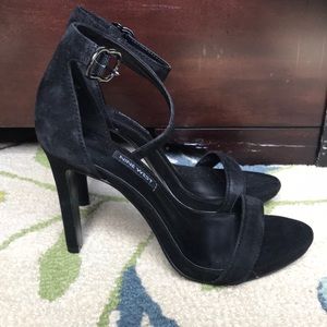 NIB Nine West heels, black suede ankle strap